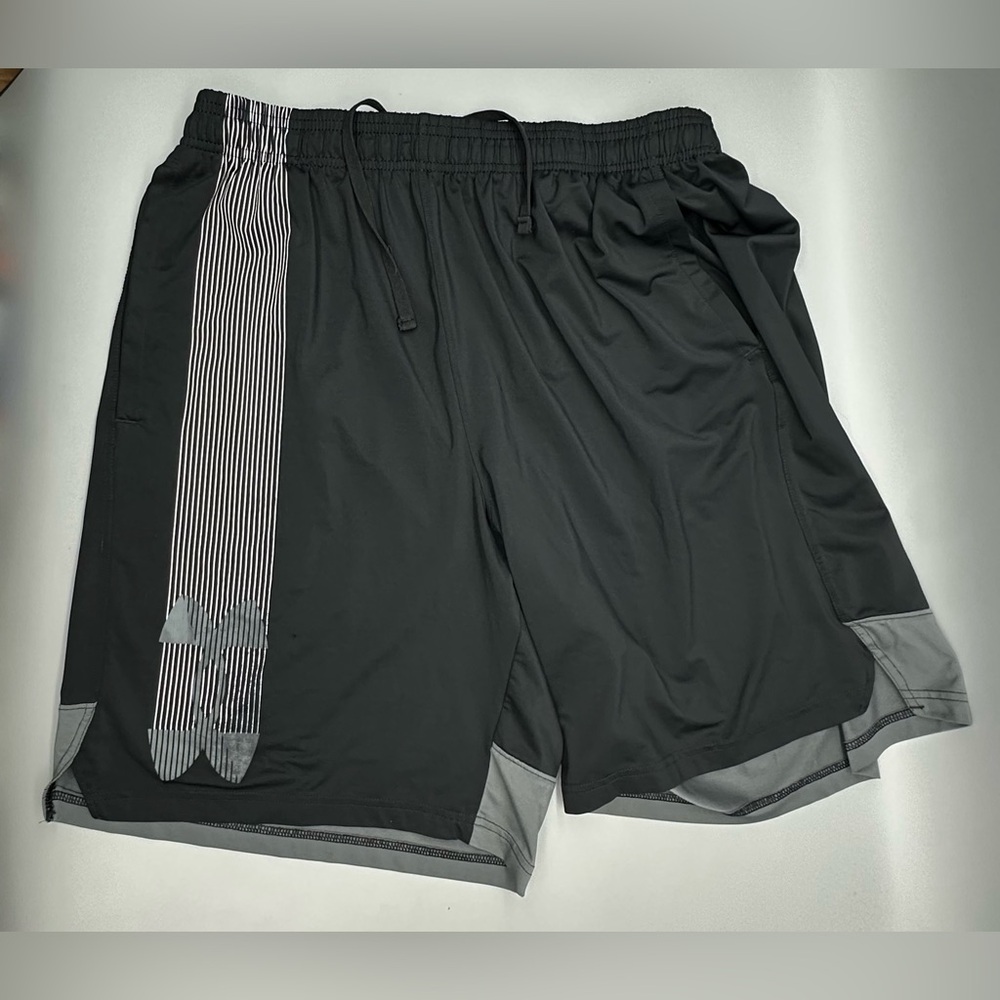 Men's Black & Grey Stretch Shorts with Graphic by Under Armour
